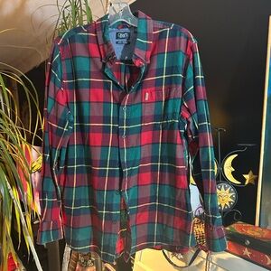 Chaps Performance Red and Green Plaid Casual Flannel Shirt XL